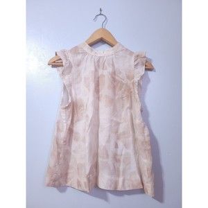 Anthropologie Cloth And Stone Mock Neck Ruffle Top Safari Khaki Women's Size XS